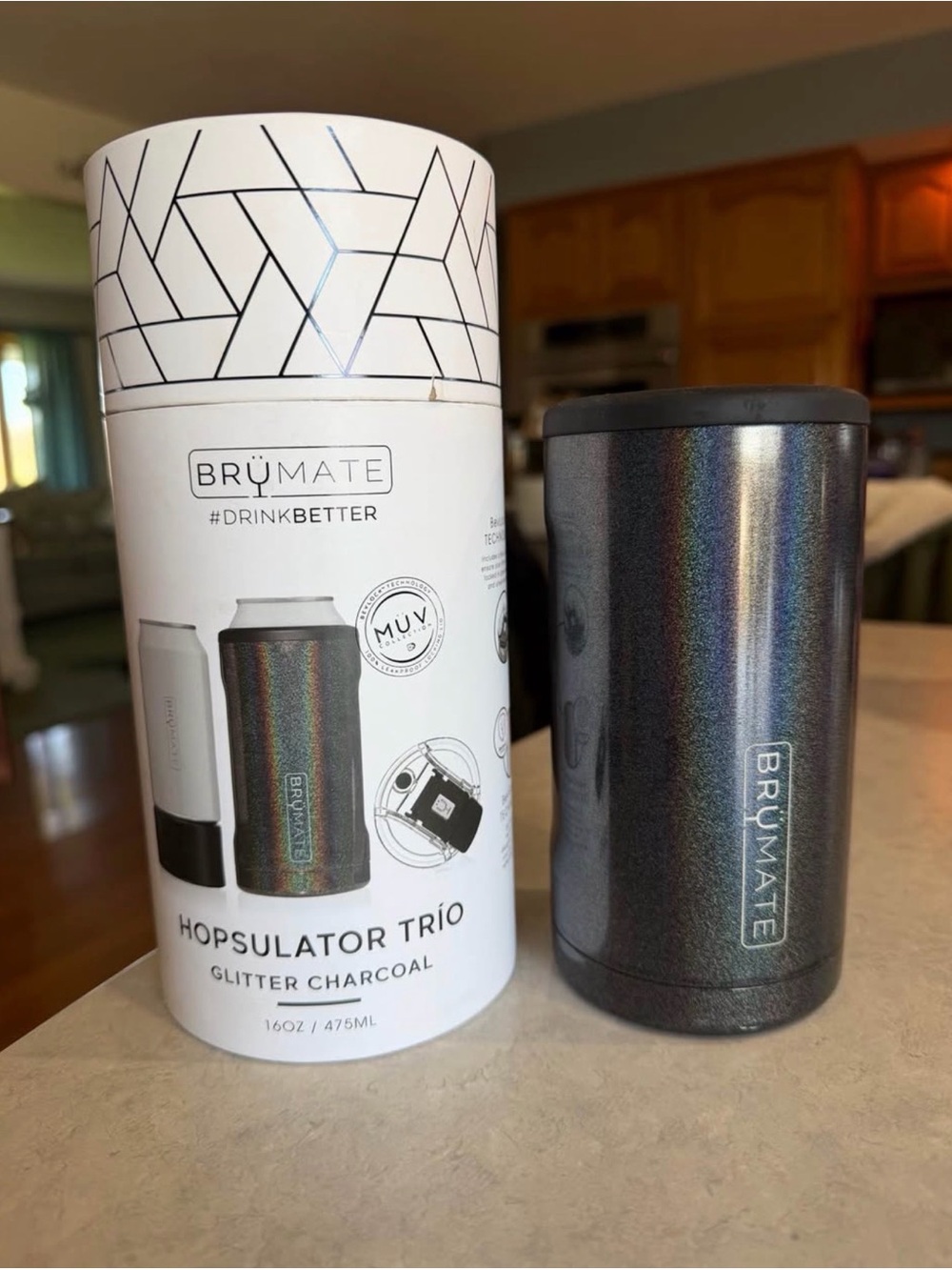 BrüMate Hopsulator Trio Glitter Charcoal Can Cooler